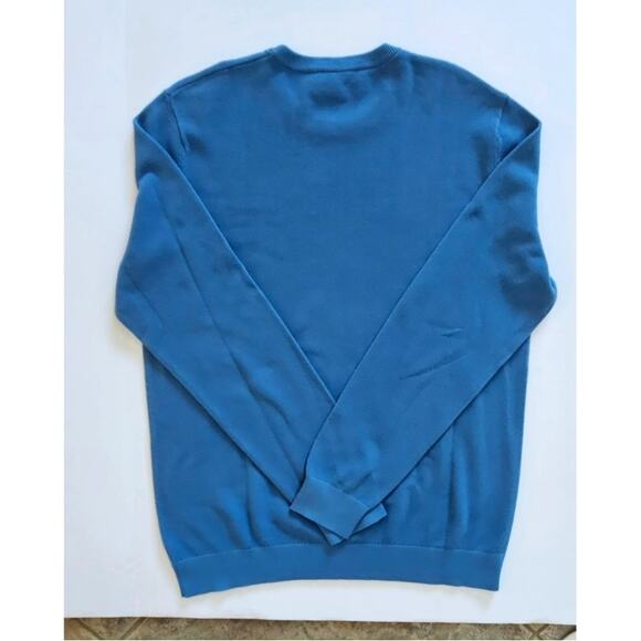 Theory Riland Piqué 99% Cotton Crewneck Sweater Blue, Mens Sz XL, New - Picture 4 of 6